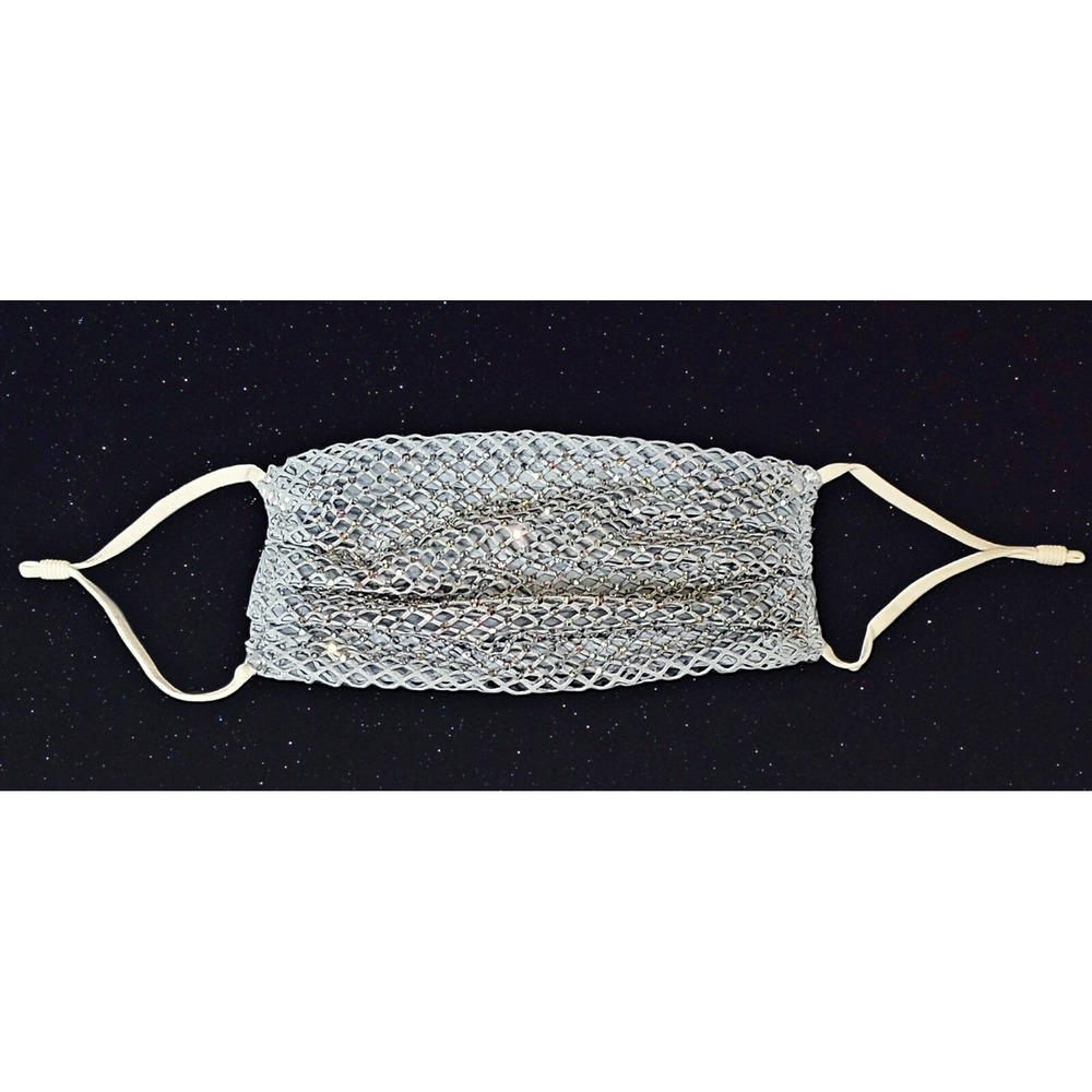 Handmade Quality Fashionable Light Blue Crystal Mesh Rhinestone Bling Face Mask